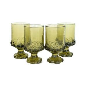 Vintage Franciscan Madeira Citron Green Wine Glasses - Juice Glasses